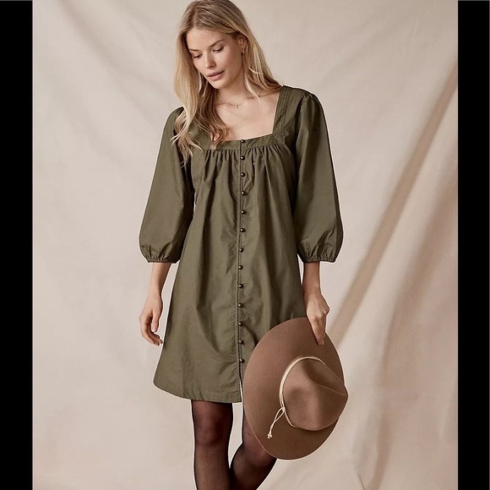 Maeve by Anthro Tabitha Swing Tunic Square Neck Ballon Sleeve Billowy Dr…
